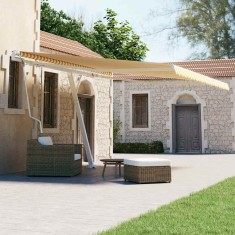 vidaXL Copertină autonomă retractabilă automat galben&amp;alb 450x300 cm 3069568