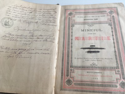 MINEIUL LUNEI MARTIE 1893 TIPARIT IN ZILELE REGELUI CAROL I CU APROBAREA SF. SINOD AL BOR. COMPLET ! FORMAT MARE 31 X 22 CM., COPERTI ORIGINALE foto