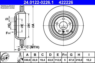 ATE 24.0122-0226.1 Disc frana foto