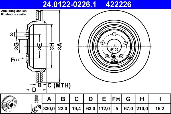 ATE 24.0122-0226.1 Disc frana