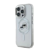 Husa pentru iPhone 16 Pro - Karl Lagerfeld IML MagSafe (KLHMP16LHLSKCH) - White Metal Karl&amp;Choupette Head