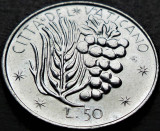 Moneda 50 LIRE - VATICAN, anul 1977 * cod 4737 B = Papa Ioan Paul II-lea