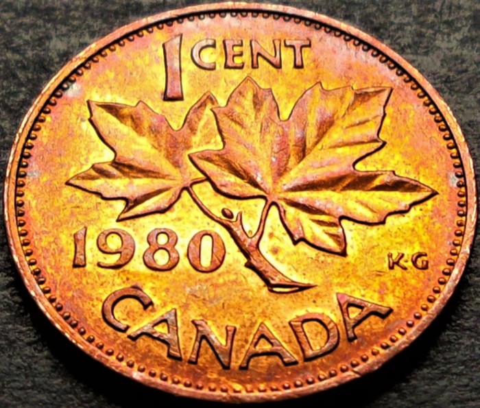 Moneda 1 CENT - CANADA, anul 1980 * cod 484 F = excelenta
