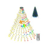 Luminițe de Crăciun &icirc;n formă de copac cu inel, 1.5m 300 LED 11 moduri cu telecomandă, etanșe pentru interior și exterior