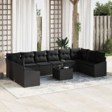 Gossi set de canapea de gradina cu perne negru ratan poli