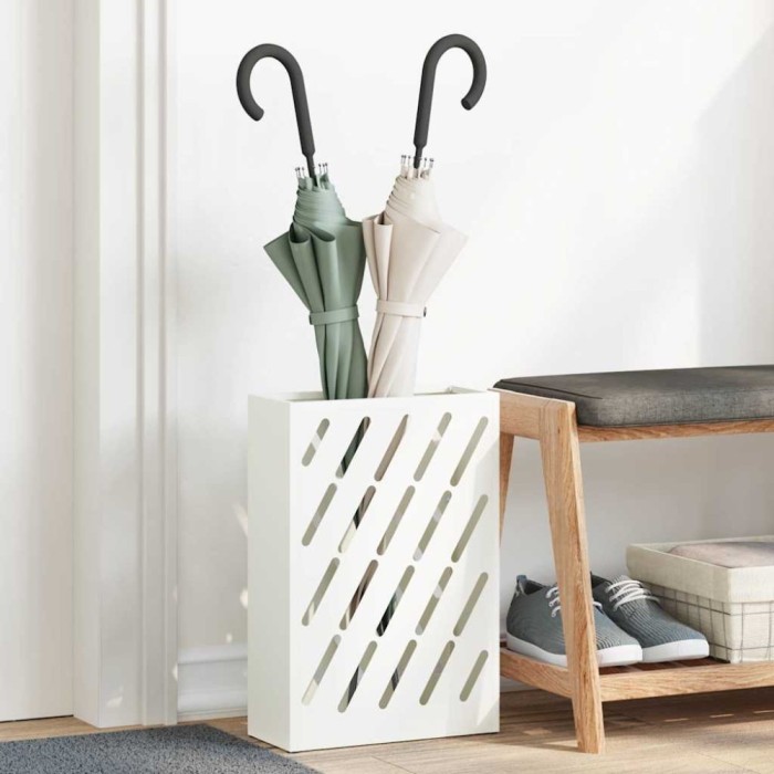 vidaXL Suport pentru umbrele alb 28x12x41 cm din oțel
