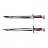 Set 2 Cutite AK47 IdeallStore&reg; 43cm, Otel, Lemn, Teaca Curea, Camping, Vanatoare, Drumetie