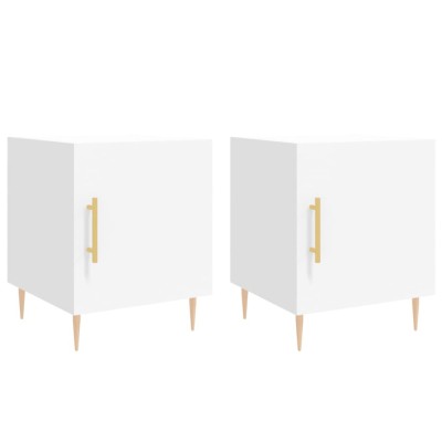Noptiere, 2 buc., alb, 40x40x50 cm, lemn compozit foto