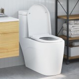 VidaXL Capacul de toaletă cu eliberare rapidă și &icirc;nchidere ușoară Duroplast alb de la