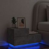 Noptiera cu lumini LED, gri beton, 70x36x40,5 cm GartenMobel Dekor, vidaXL