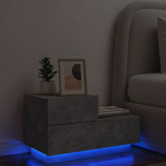 vidaXL Noptieră cu lumini LED, gri beton, 70x36x40,5 cm