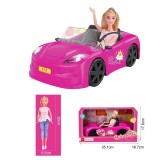 Set Papusa cu Masina Decapotabila Sport, Copii 3+, 30 cm (marime mare)
