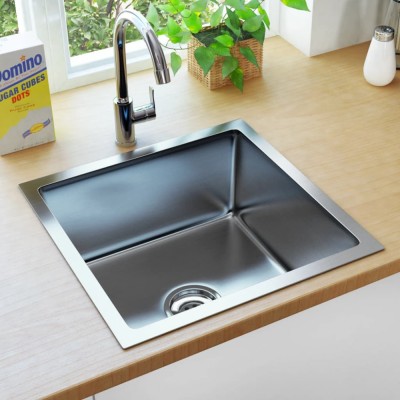 vidaXL Chiuvetă de bucătărie lucrată manual cu sită, oțel inoxidabil foto