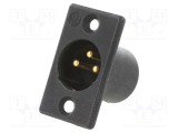 Conector XLR soclu tată PIN 3 lipire NEUTRIK negru 16A 27mm