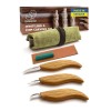 Set 5 Cutite Sculptura Lemn BeaverCraft S15: C6, C15, C16, Strop Piele, Compus Ascutire, Otel Carbon, HRC58, Top Incepatori