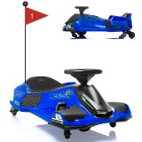 Cumpara ieftin Masinuta-Kart electric, Rider Drift 360, 180W, 24V, cu CASCA si Genunchiere, albastra