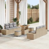 Set de sofa de grădină vidaXL 9 piese cu perne bej din ratan poli și acacia
