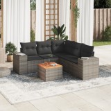 vidaXL Set mobilier grădină cu perne, 6 piese, gri, poliratan 3257775