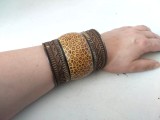 Brățară Cuff Lată - Stil Tribal / Boho cu Animal Print Leopard - Alamă/Cupru