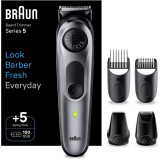 Aparat de tuns barba Braun Beard Trimmer BT5440, Wet&amp;amp;Dry, buton rotativ de precizie, 40 de setari pentru lungime, 1 mini-aparat de ras, 2 capete d