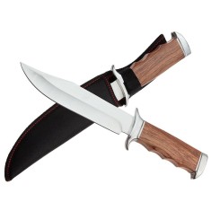 Cutit de vanatoare DEPOX&reg;, Survival Nature, 31.5 cm, otel inoxidabil, maro, teaca inclusa