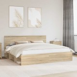 Cumpara ieftin Cadru de pat Stejar Sonoma 200 x 200 cm Lemn de pin masiv