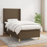 Cumpara ieftin Pat box spring cu saltea, maro &icirc;nchis, 90x200 cm, textil