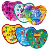 Set 10 farfurii Happy Birthday, forma inimioara, carton, 23 cm, Oem