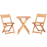 Cumpara ieftin Outsunny Set Mobilier de Grădina din Lemn de Teak, 3 Piese, Masa și Scaune Pliabile, Rezistent la Intemperii, Design Natural | Aosom Romania