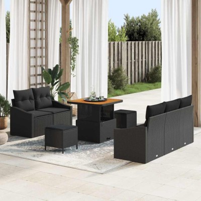 vidaXL Set de canapele pentru grădină 8 pcs Negru 80 x 80 x 71 cm 3364544 foto