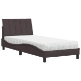 Cumpara ieftin Pat cu saltea, Hanko, maro inchis, 80x200 cm, material textil