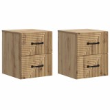 vidaXL Dulap de noapte suspendat 2 pcs Stejar Artizanal Lemn prelucrat 898654