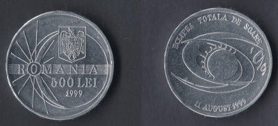 ROMANIA 1999 500 Lei -Eclipsa , Aluminiu, moneda circulatie in capsula plastic foto