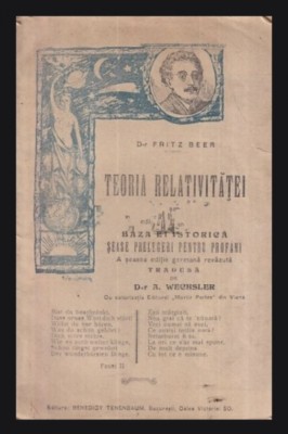 Teoria relativitatei a lui Einstein si baza ei istorica Fritz Beer 1920 foto
