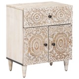 vidaXL Dulap pentru pat Alb 50 x 33 x 60 cm Lemn de mango solid 4018379