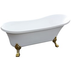 Cada baie freestanding Bella* BSM-404, acril, 150 x 75 x 75 cm, alb, picioare aurii foto