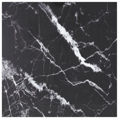 vidaXL Blat masă negru 70x70 cm 6 mm sticlă securizată design marmură foto