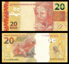 BRAZILIA █ bancnota █ 20 Reais █ 2010 (2019) █ P-255c █ UNC █ necirculata foto