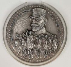 Medalie Argint 1 decembrie Marea Unire Ferdinand Centenar foto