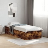 VidaXL Cadru pat fără saltea, stejar fumuriu 75x190 cm lemn prelucrat