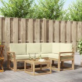 vidaXL Set Canapele Exterior 5 Piese Lemn Masiv Acacia Alb Crem Pernă Durabil Modular Relaxare Gradina Terasa