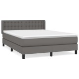 Cumpara ieftin Pat box spring cu saltea, gri, 140x200 cm, piele ecologica