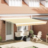vidaXL Cortina Retractabilă Galben și alb 400 &times; 300 cm Stofă și Metal