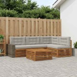 vidaXL Set de canapele de exterior 5 pcs Natural și gri deschis 3383339