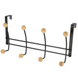 C&acirc;rlig X 4 Cu Bile Lemn &ndash; Negru / Crem | Cuiere Baie