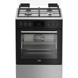 Aragaz Beko FBSM62530DXMS, Mixt, 4 arzatoare, 8 functii, 3D cooking, autocuratare catalitica, Clasa A, Inox