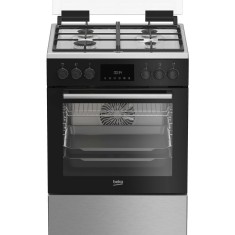 Aragaz Beko FBSM62530DXMS, Mixt, 4 arzatoare, 8 functii, 3D cooking, autocuratare catalitica, Clasa A, Inox