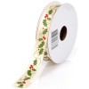 Panglică Decorativă Crăciun, Model Vasc, Bej-Auriu, Poliester, 5m x 15mm, Oem