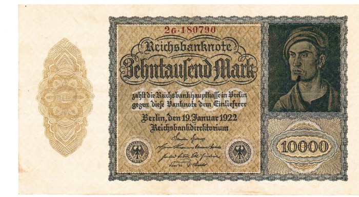 Germania 10 000 10000 Mark 1922 P-72 Seria 180790