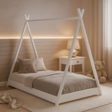 Pat tipi pentru copii Alavya Home LUNA 70x140 cm din lemn de fag - Alb